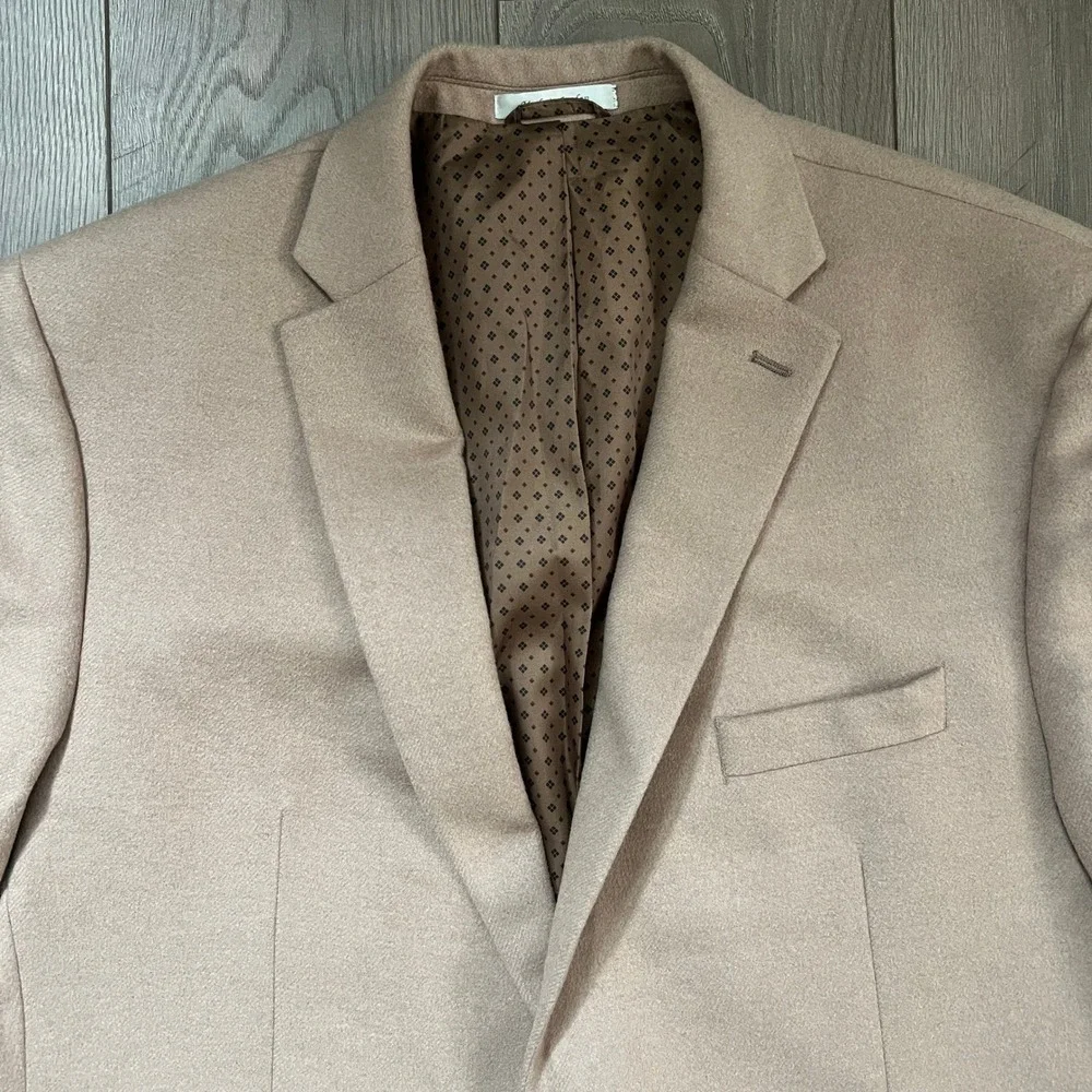Lauren Ralph Lauren Mens 48L Wool Silk Cashmere Blazer Sport Coat Tan Camel